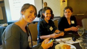 Student Liaisons Amanda Swanson and Marina LaForgia meet with Board Member Laura Pavliscak at the Cal-IPC Symposium
