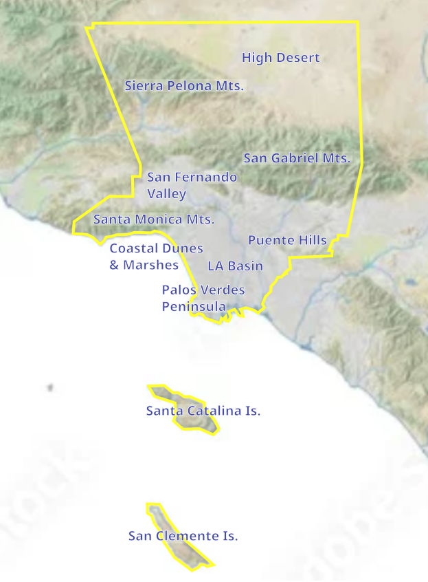 Map showing the variety of areas in Los Angeles County